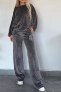 Ensemble de vêtements d'intérieur pour femme - Velours doux - Haut oversize et pantalon large - Coupe décontractée Gris / S MAX FOR ME
