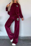 Ensemble de vêtements d'intérieur pour femme - Velours doux - Haut oversize et pantalon large - Coupe décontractée Violet / S MAX FOR ME