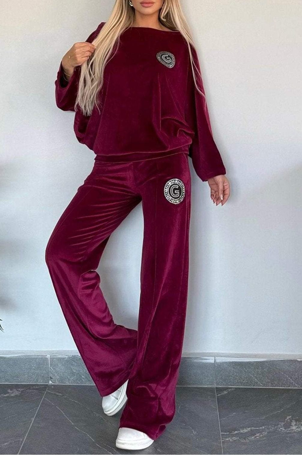 Ensemble de vêtements d'intérieur pour femme - Velours doux - Haut oversize et pantalon large - Coupe décontractée Violet / S MAX FOR ME