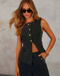 Ensemble deux pièces en jean – Gilet structuré et pantalon large stylé ensemble deux pièces