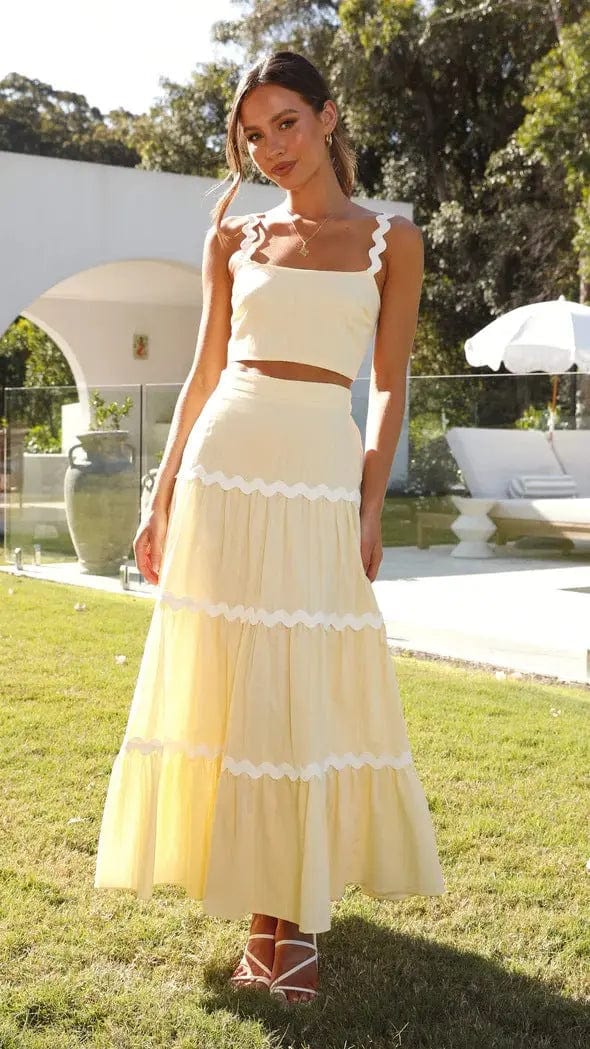 Ensemble deux pièces – jupe maxi fluide et top bustier festonné MAX FOR ME