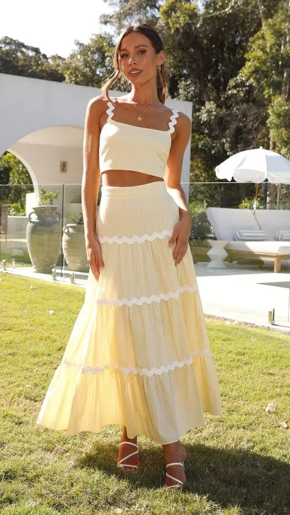 Ensemble deux pièces – jupe maxi fluide et top bustier festonné MAX FOR ME