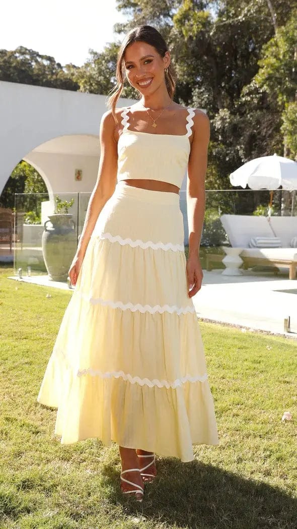 Ensemble deux pièces – jupe maxi fluide et top bustier festonné MAX FOR ME