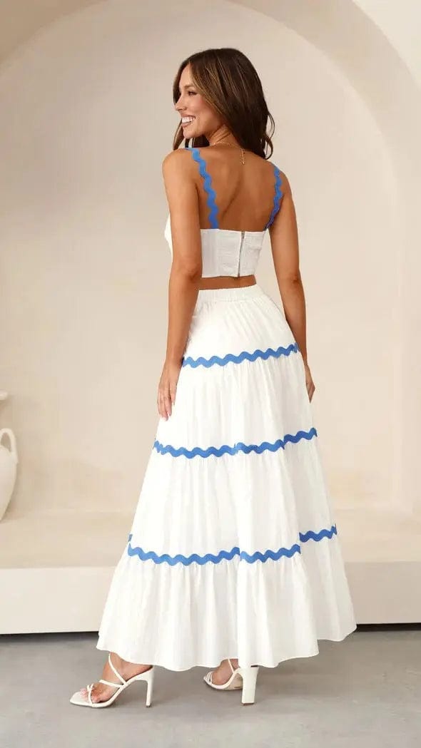 Ensemble deux pièces – jupe maxi fluide et top bustier festonné MAX FOR ME