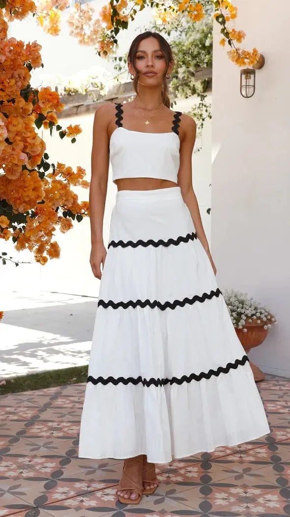 Ensemble deux pièces – jupe maxi fluide et top bustier festonné MAX FOR ME