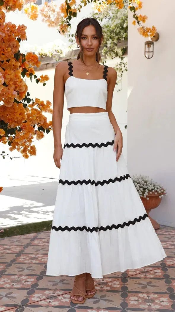 Ensemble deux pièces – jupe maxi fluide et top bustier festonné MAX FOR ME