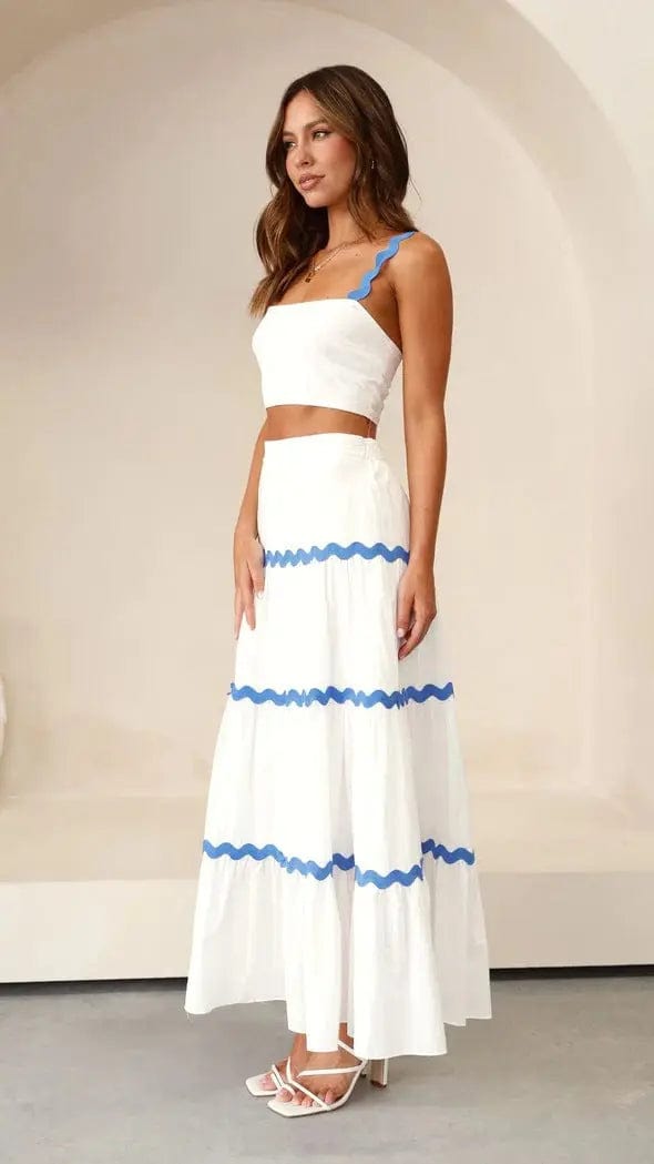 Ensemble deux pièces – jupe maxi fluide et top bustier festonné MAX FOR ME