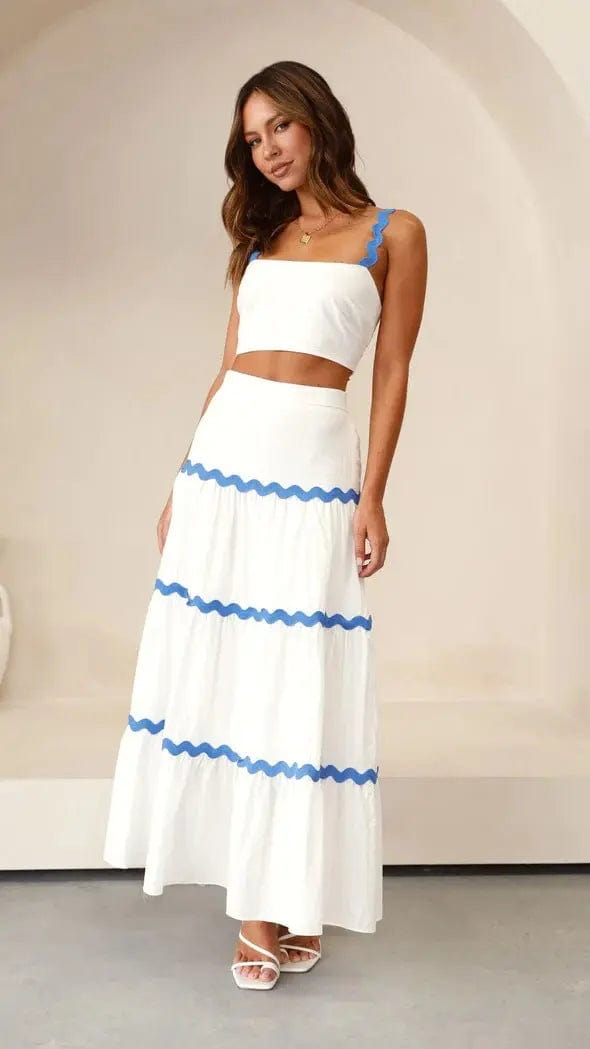 Ensemble deux pièces – jupe maxi fluide et top bustier festonné MAX FOR ME