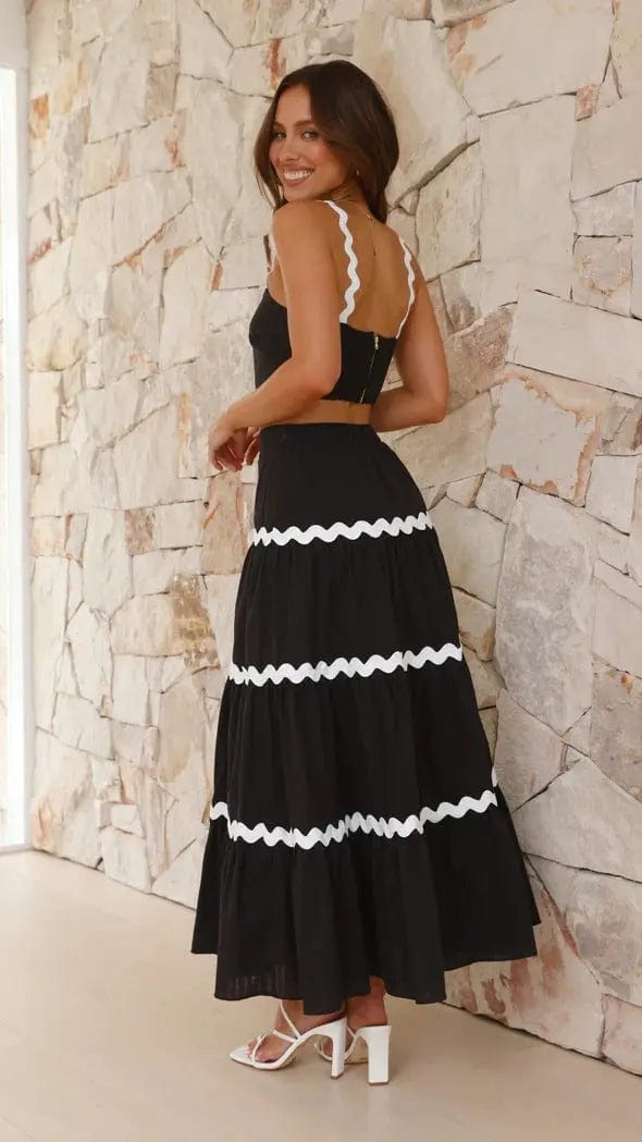 Ensemble deux pièces – jupe maxi fluide et top bustier festonné MAX FOR ME