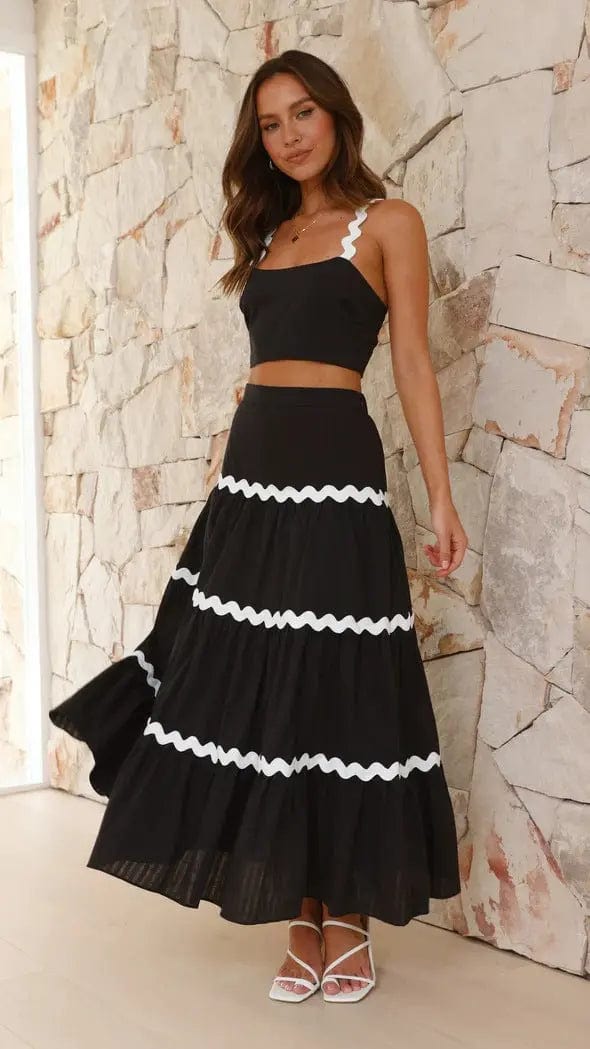 Ensemble deux pièces – jupe maxi fluide et top bustier festonné MAX FOR ME