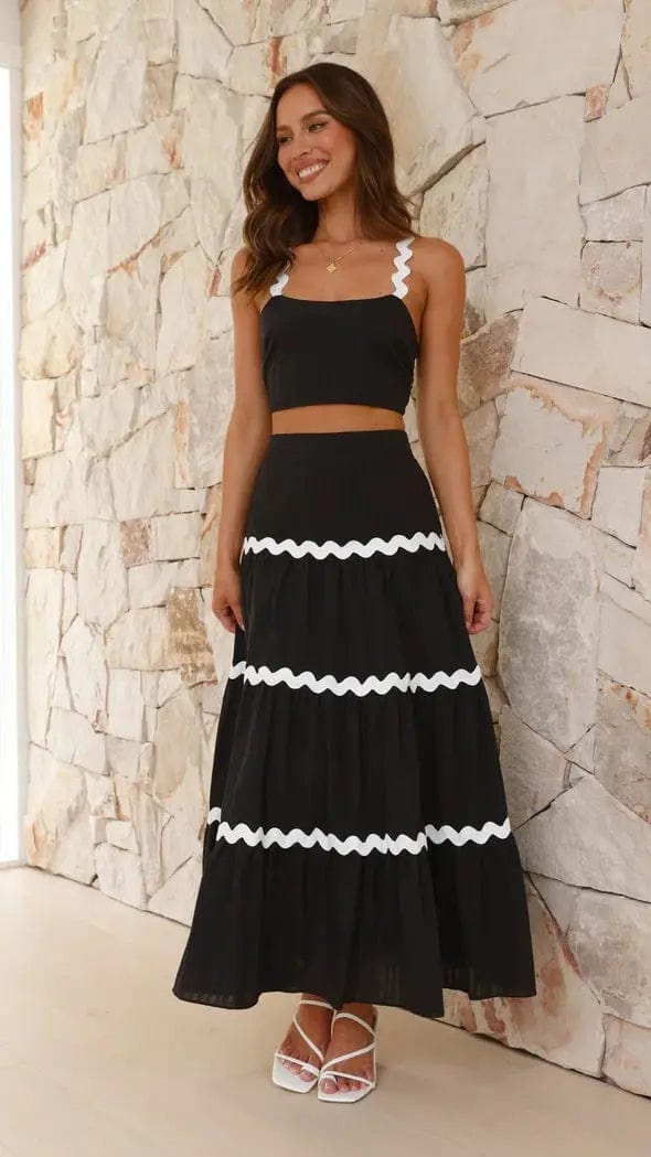 Ensemble deux pièces – jupe maxi fluide et top bustier festonné MAX FOR ME