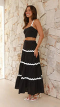 Ensemble deux pièces – jupe maxi fluide et top bustier festonné MAX FOR ME
