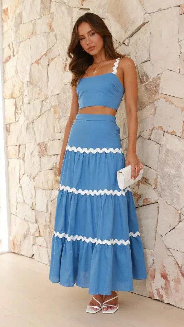 Ensemble deux pièces – jupe maxi fluide et top bustier festonné MAX FOR ME