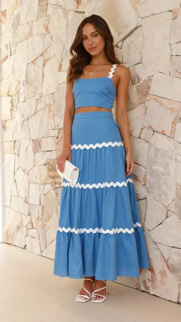 Ensemble deux pièces – jupe maxi fluide et top bustier festonné MAX FOR ME
