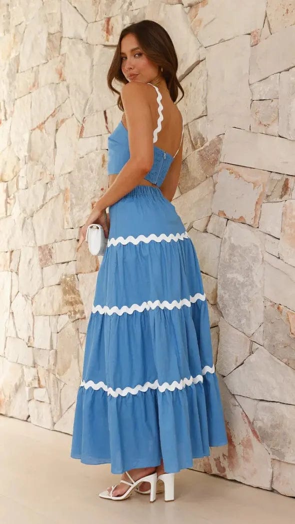 Ensemble deux pièces – jupe maxi fluide et top bustier festonné MAX FOR ME