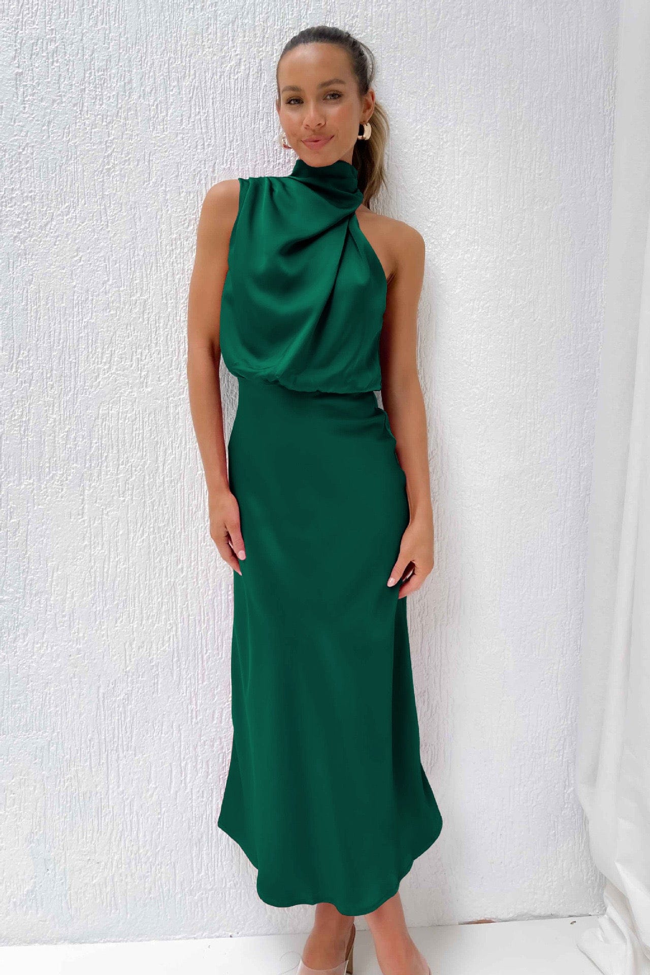 Ensemble deux pièces satiné – silhouette fluide pour l’été Vert / S MAX FOR ME