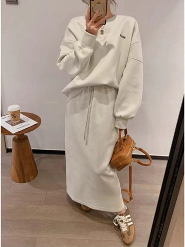 Ensemble femme 2 pièces pull jupe beige naturel casual chic MAX FOR ME