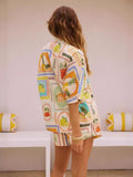 Ensemble femme tropical coloré - chemise boutonnée et short taille haute imprimé exotique MAX FOR ME
