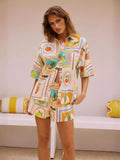 Ensemble femme tropical coloré - chemise boutonnée et short taille haute imprimé exotique MAX FOR ME