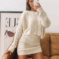 Ensemble jupe et pull en maille torsadée - un style chic et cocooning - MAX FOR ME Beige / S MAX FOR ME
