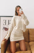 Ensemble jupe et pull en maille torsadée - un style chic et cocooning - MAX FOR ME MAX FOR ME
