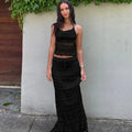 Ensemble jupe midi texturé – haut licou et taille cordon ajustable MAX FOR ME