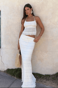Ensemble jupe midi texturé – haut licou et taille cordon ajustable MAX FOR ME