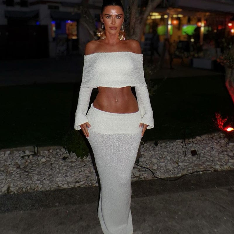 Ensemble jupe taille haute et top manches bouffantes – Look blanc chic d’été MAX FOR ME
