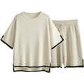 Ensemble short et t-shirt en maille - une allure chic et décontractée - MAX FOR ME Abricot / S MAX FOR ME