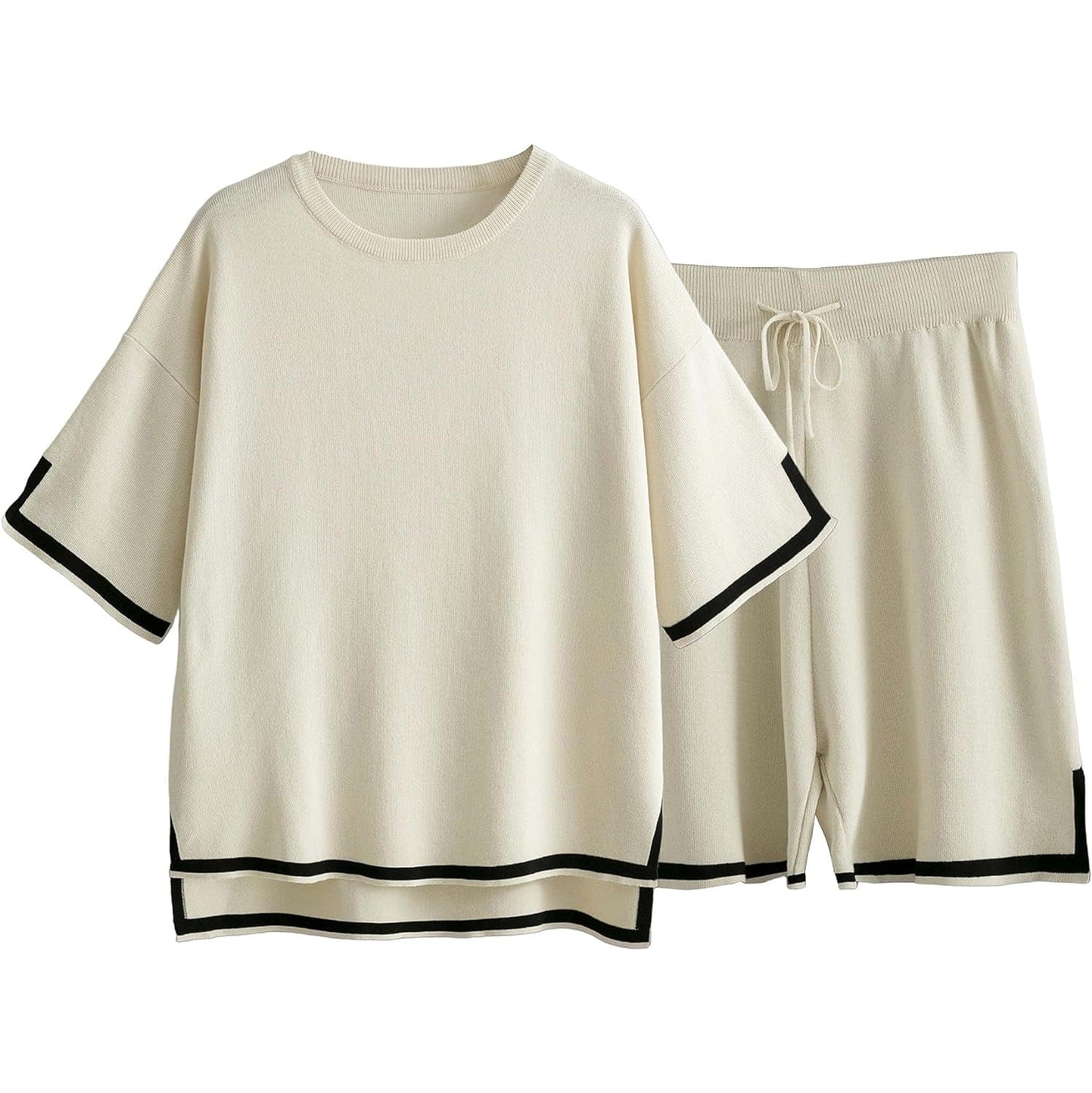 Ensemble short et t-shirt en maille - une allure chic et décontractée - MAX FOR ME Abricot / S MAX FOR ME