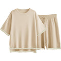 Ensemble short et t-shirt en maille - une allure chic et décontractée - MAX FOR ME Kaki / S MAX FOR ME