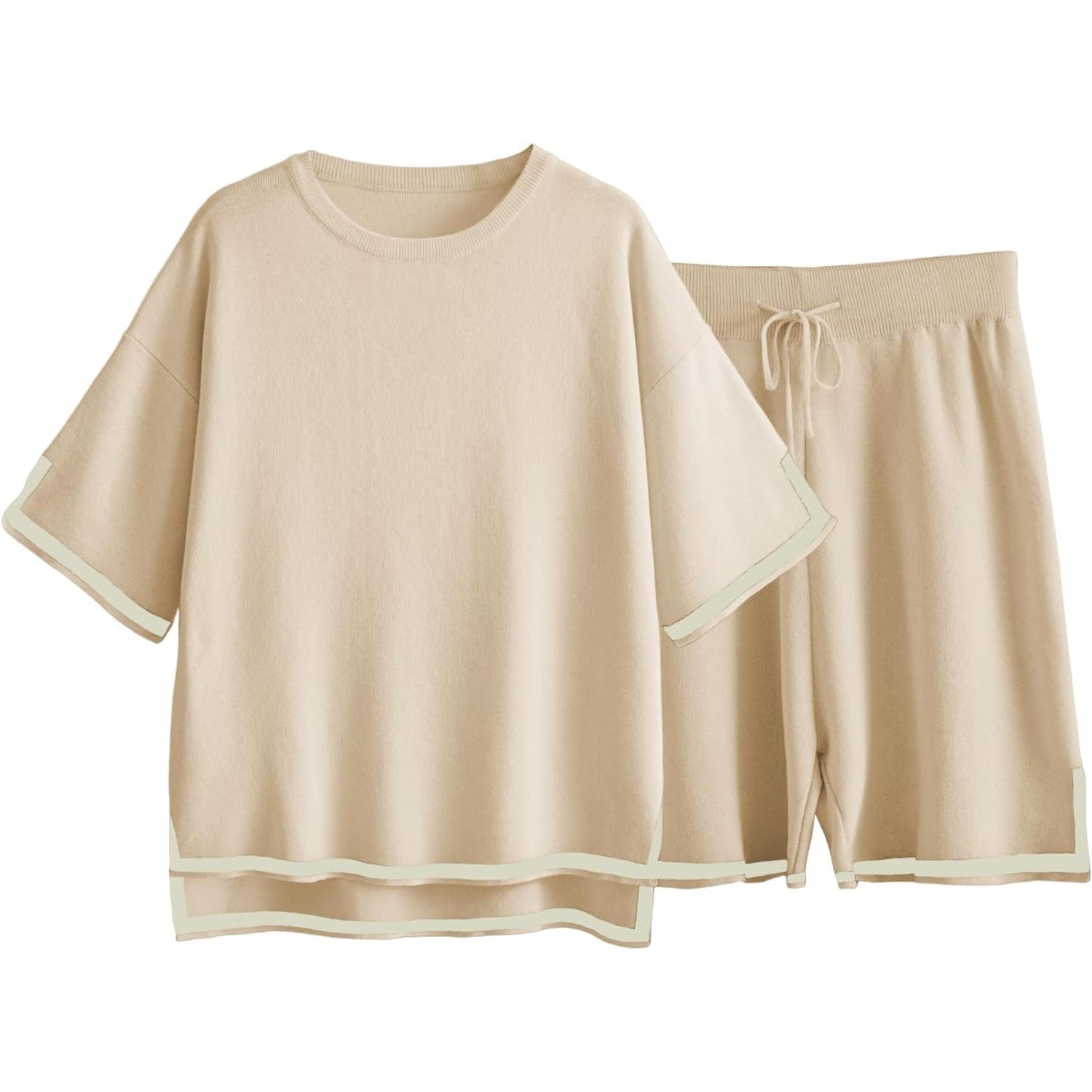 Ensemble short et t-shirt en maille - une allure chic et décontractée - MAX FOR ME Kaki / S MAX FOR ME