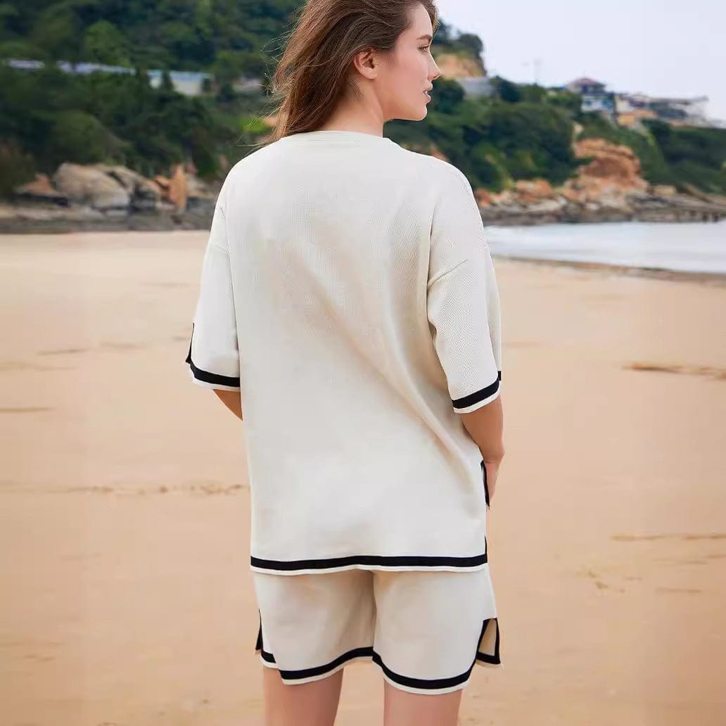 Ensemble short et t-shirt en maille - une allure chic et décontractée - MAX FOR ME MAX FOR ME