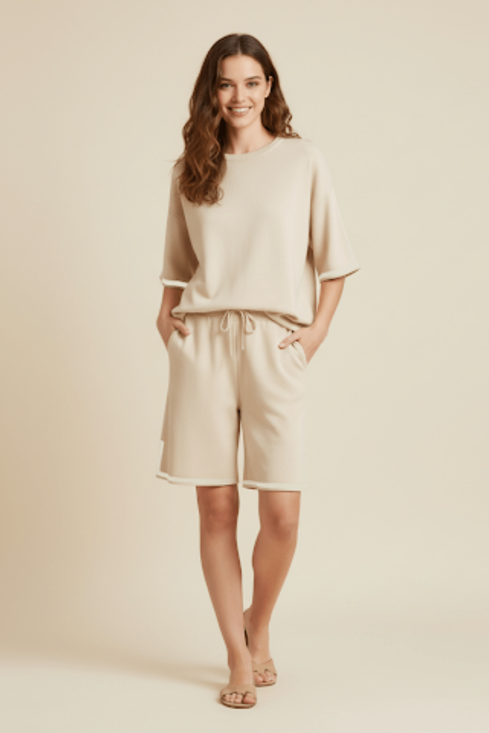 Ensemble short et t-shirt en maille - une allure chic et décontractée - MAX FOR ME MAX FOR ME