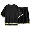 Ensemble short et t-shirt en maille - une allure chic et décontractée - MAX FOR ME Noir / S MAX FOR ME