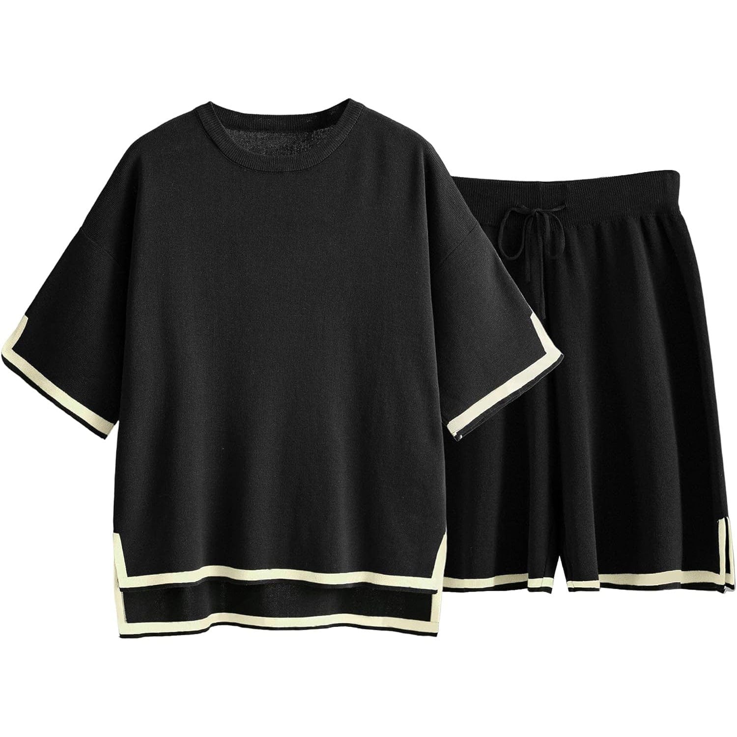 Ensemble short et t-shirt en maille - une allure chic et décontractée - MAX FOR ME Noir / S MAX FOR ME