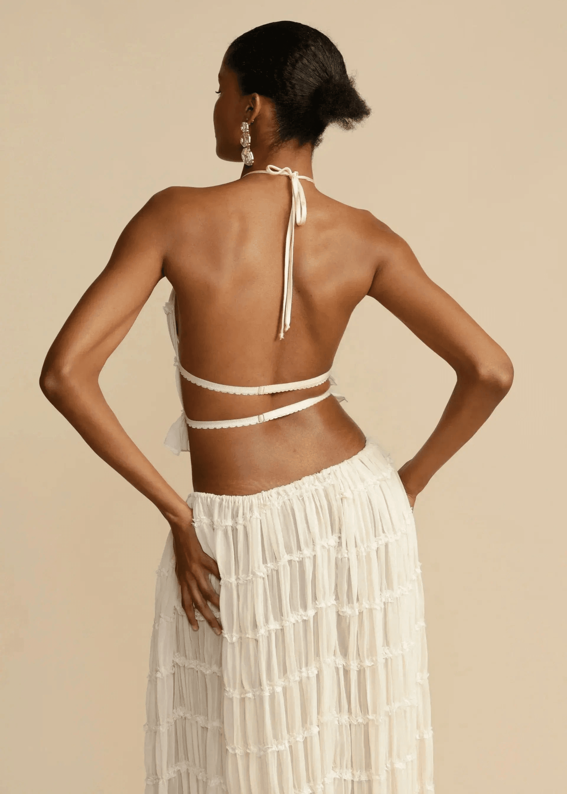 Ensemble Stella – Jupe Maxi et Top Dos Nu en Tissu Texturé Léger MAX for ME