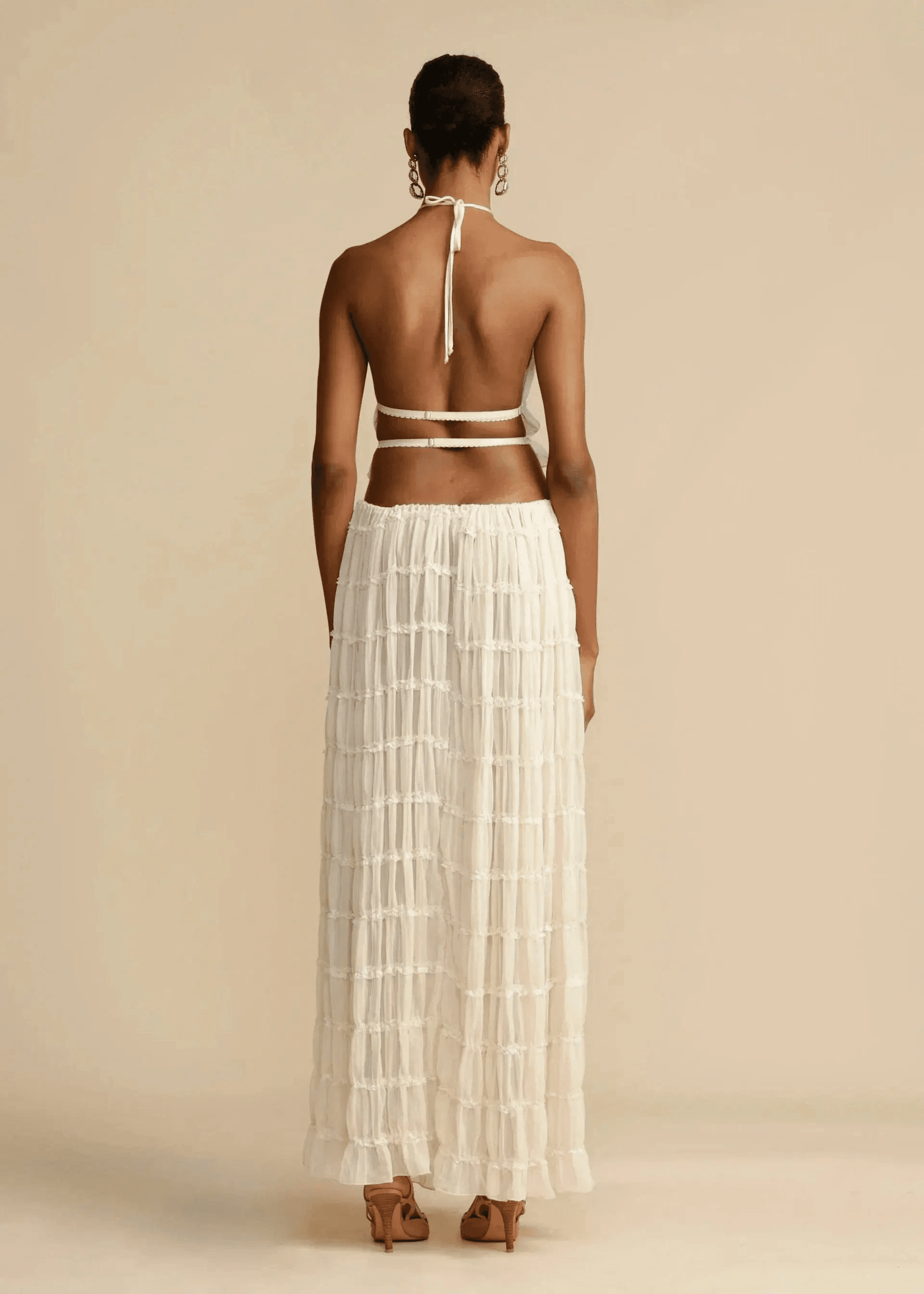 Ensemble Stella – Jupe Maxi et Top Dos Nu en Tissu Texturé Léger MAX for ME