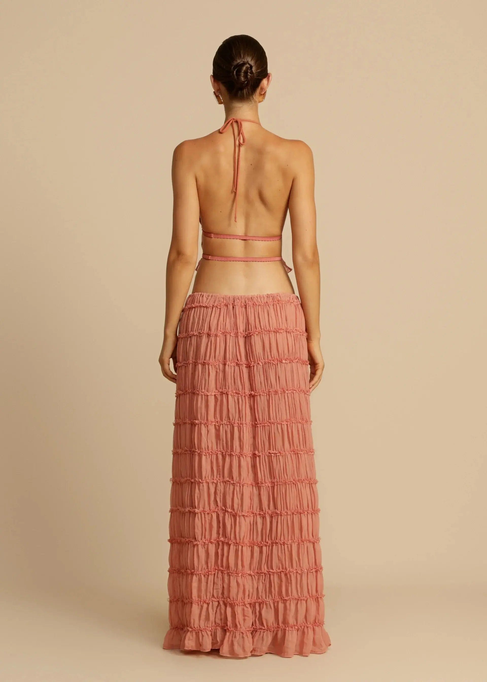 Ensemble Stella – Jupe Maxi et Top Dos Nu en Tissu Texturé Léger MAX for ME
