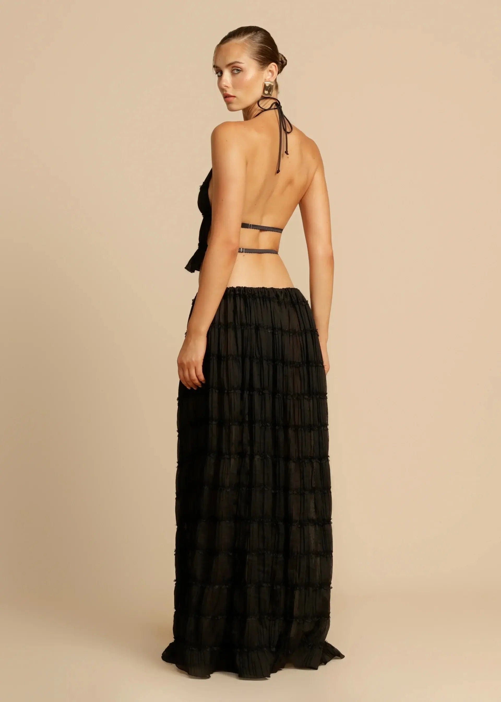 Ensemble Stella – Jupe Maxi et Top Dos Nu en Tissu Texturé Léger MAX for ME