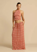 Ensemble Stella – Jupe Maxi et Top Dos Nu en Tissu Texturé Léger Or rose / XS MAX for ME