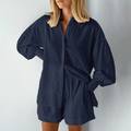 Ensemble Tailleur Femme Élégant en Coton et Polyester – Style Modeste et Confort Universel Bleu foncé / S MAX FOR ME