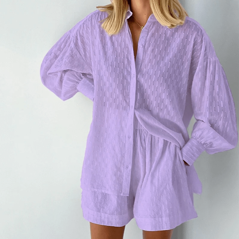 Ensemble Tailleur Femme Élégant en Coton et Polyester – Style Modeste et Confort Universel Violet Flash / S MAX FOR ME