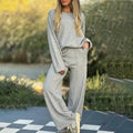 Ensemble tricot pour femme - Pull coupe décontractée et pantalon large - Poignets boutonnés Gris / S MAX FOR ME