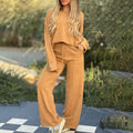 Ensemble tricot pour femme - Pull coupe décontractée et pantalon large - Poignets boutonnés Jaune / S MAX FOR ME