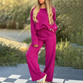 Ensemble tricot pour femme - Pull coupe décontractée et pantalon large - Poignets boutonnés Pourriture / S MAX FOR ME
