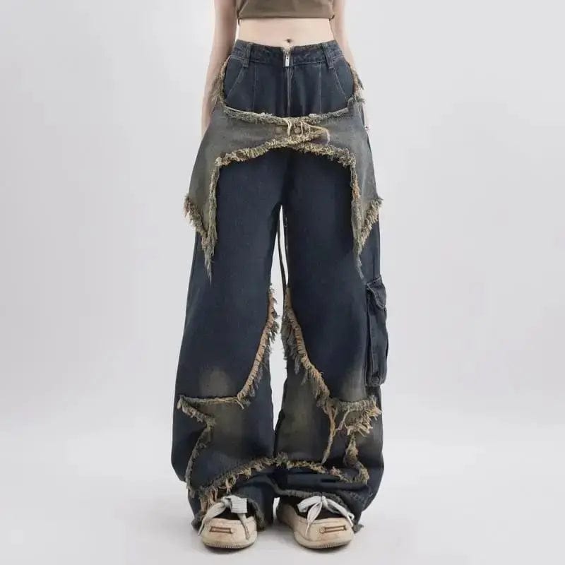 MAX for ME Jeans 36 Jean découpé avec détails effilochés étoilés