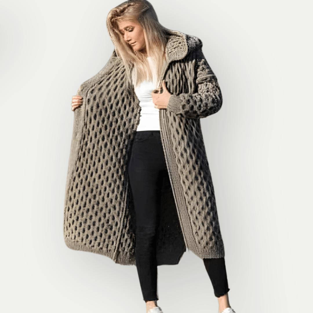 Manteau-cardigan à capuche en grosse maille - un cocon de douceur et de style - MAX FOR ME MAX FOR ME