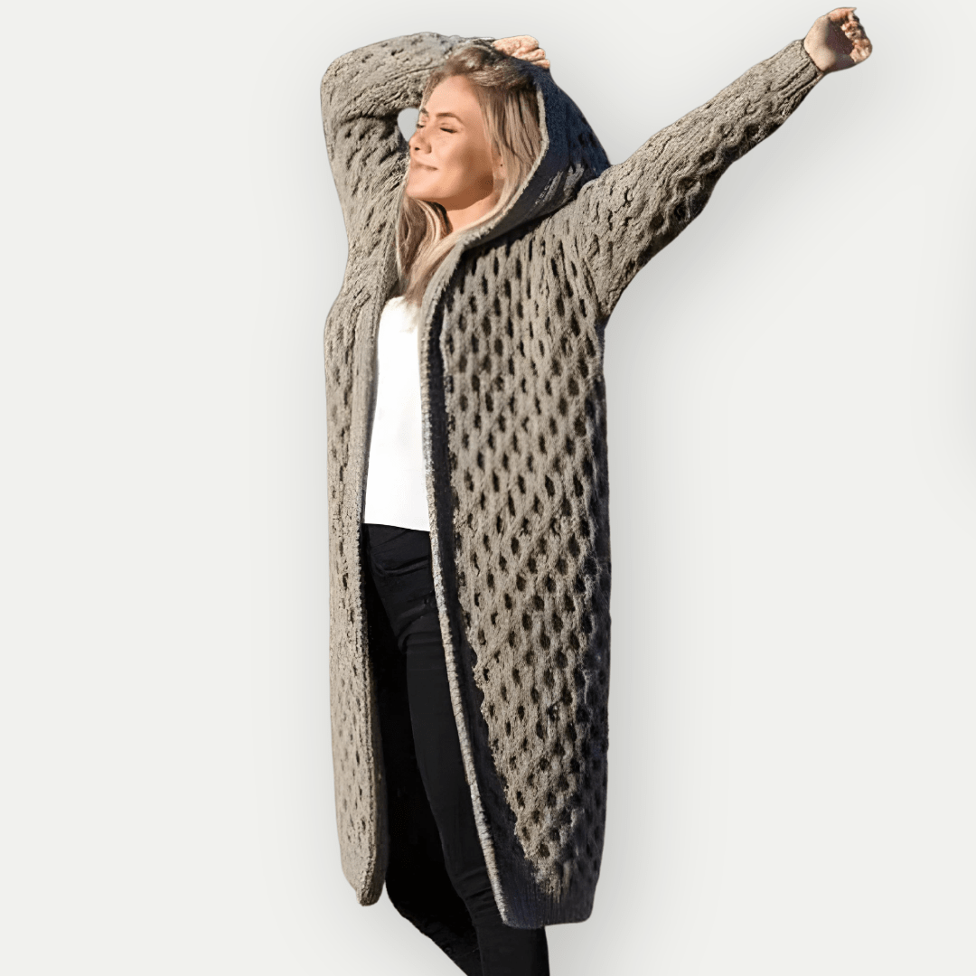 Manteau-cardigan à capuche en grosse maille - un cocon de douceur et de style - MAX FOR ME MAX FOR ME