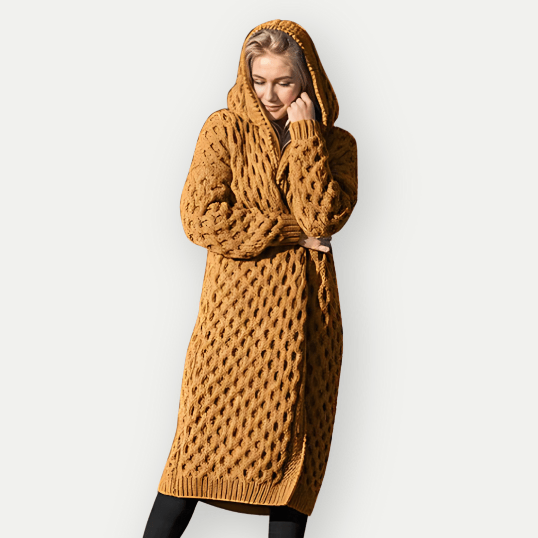 Manteau-cardigan à capuche en grosse maille - un cocon de douceur et de style - MAX FOR ME MAX FOR ME